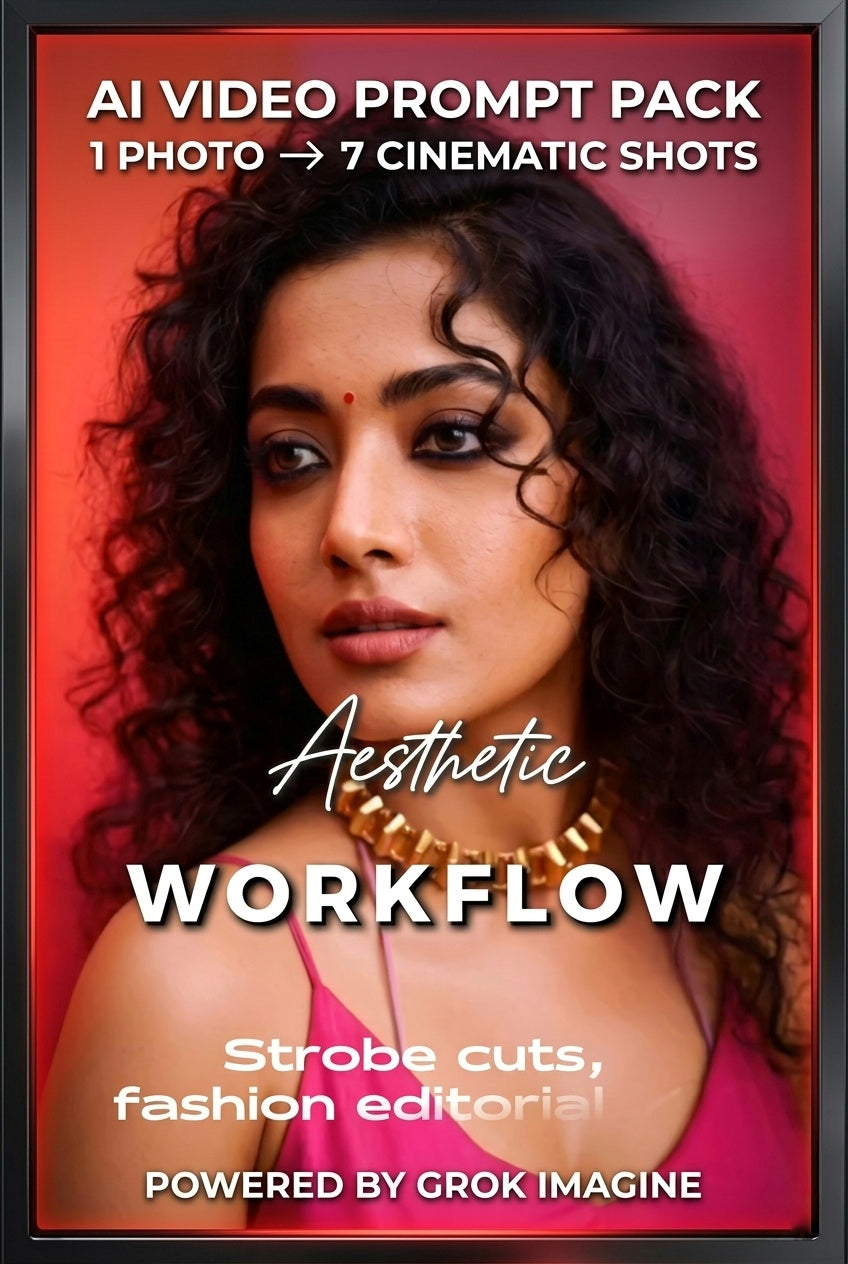 AI Video Prompt Pack — 1 Photo → 7 Cinematic Shots (Grok Imagine)