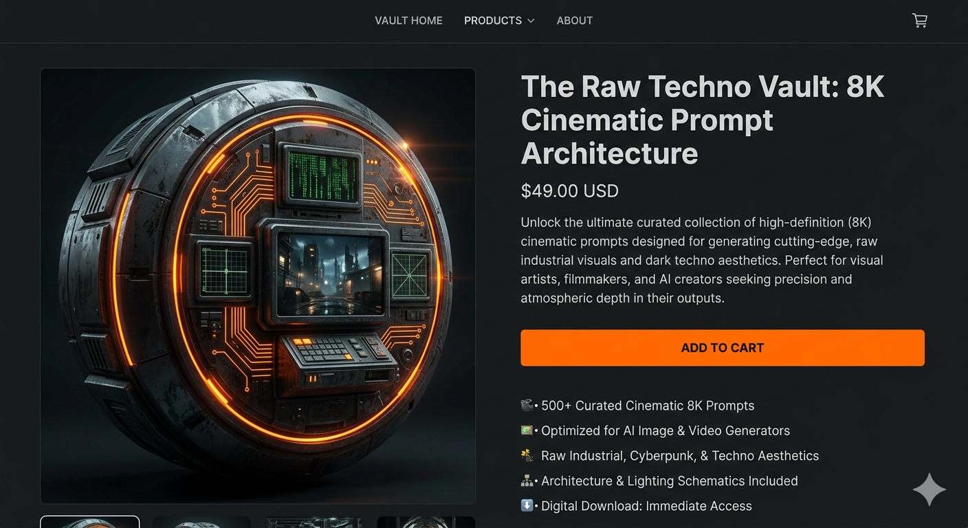 The Raw Techno Vault: 8K Cinematic Prompt Architecture